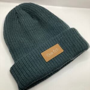 Ride1Up Adult OS Blue Ribbed Knit Logo Beanie Outdoor Ski Gorpcore